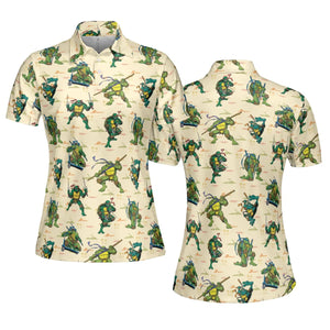 TMNT Characters Weapon Pattern AOP Men/Women Polo Shirt