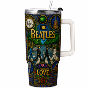 The Beatles Stained Glass Tumbler 20oz & 40oz Stainless Steel Travel Mug Inspired by Abbey Road