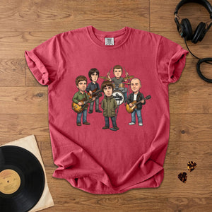 Oasis Cartoon Band Graphic T-Shirt Britpop Fan Tee