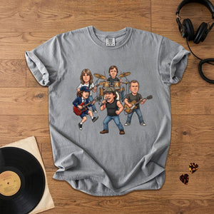 AC/DC Caricature Band T-Shirt Classic Rock Legends Graphic Tee