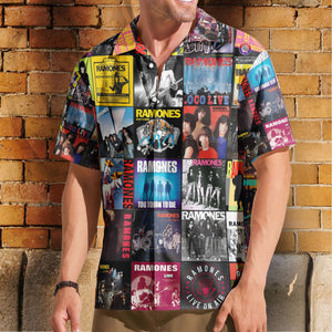 Ramones Hawaiian Shirt β Album Cover Collage Punk Rock Summer Button Up