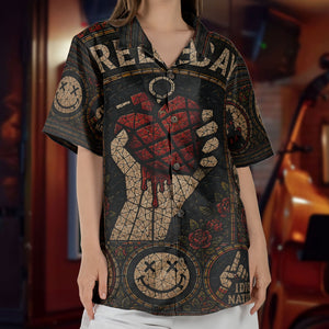 Green Day Gothic Stained Glass Hawaiian Shirt - Unisex Pop Punk Concert Summer Button Up Shirt