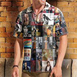 Bruce Springsteen Nostalgia Collage Hawaiian Shirt – Classic Rock Memories Gift
