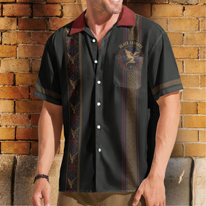 Black Sabbath Hawaiian Shirt - Unisex Retro Henry Demon Gothic Vertical Stripe Button Up