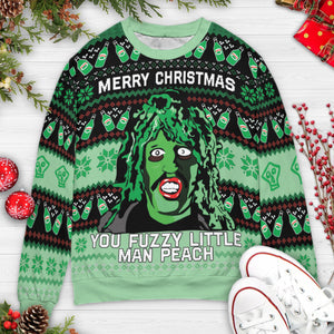 You Fuzzy Little Man Peach Ugly Christmas Sweatshirt