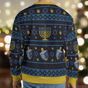 Nostalgic 80s Eight Crazy Nights Hanukkah Ugly Christmas Sweatshirt