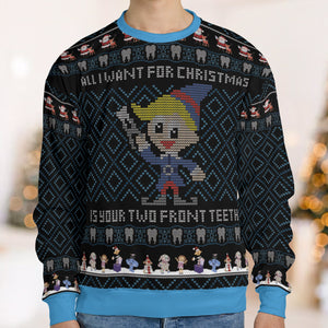 Give me your teeth Misfit Rudolph the Red-Nosed Reindeer Ugly Christmas Sweatshirt
