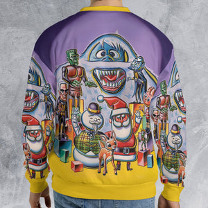 60s 70s Stop Motion Characters All-over Print Sweatshirt