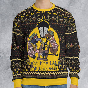 Light The Lamp Not The Rat Ugly Christmas Sweatshirt