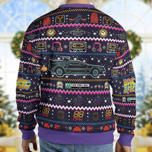 Back to the Future Neon Light Ugly Christmas Sweatshirt