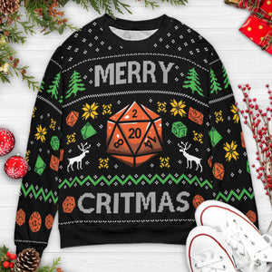 Merry Critmas DnD Ugly Christmas Sweatshirt