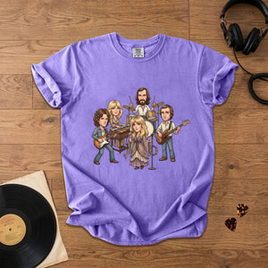 Fleetwood Mac Cartoon Band Graphic T-Shirt Classic Rock Fan Tee