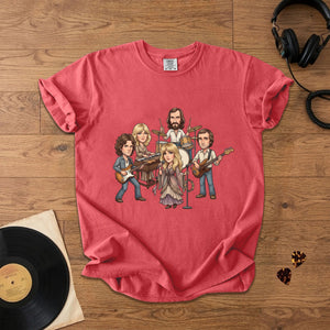 Fleetwood Mac Cartoon Band Graphic T-Shirt Classic Rock Fan Tee