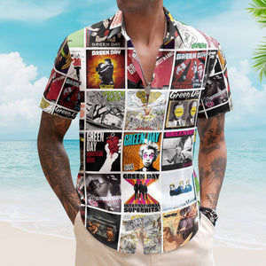 Green Day Hawaiian Shirt β Album Cover Collage Punk Rock Summer Button Up