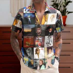 Barry Manilow Hawaiian Shirt β Album Cover Collage Classic Pop Summer Button Up