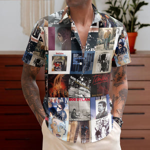 Bob Dylan Hawaiian Shirt β Album Cover Collage Folk Rock Summer Button Up