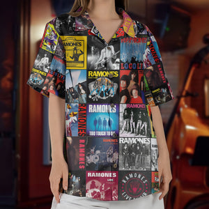 Ramones Hawaiian Shirt β Album Cover Collage Punk Rock Summer Button Up