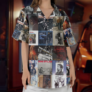 Bob Dylan Hawaiian Shirt β Album Cover Collage Folk Rock Summer Button Up
