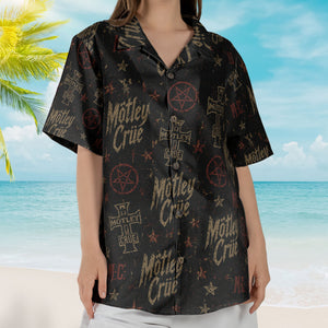 Motley Crue Hawaiian Shirt - Unisex Retro Shout At The Devil Iron Cross All-Over Print Button Up