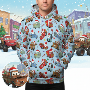 Christmas Cars Cars Toon All-over Print Hoodie