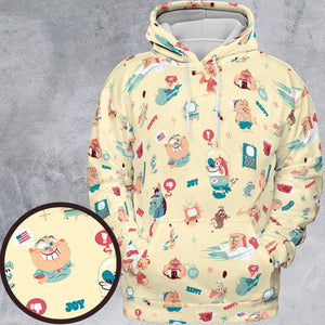 Ren and Stimpy Pattern All-over Print Hoodie