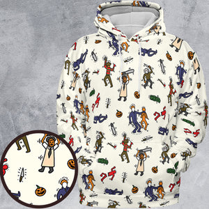 Horror Movie Pop Characters Pattern All-over Print Hoodie