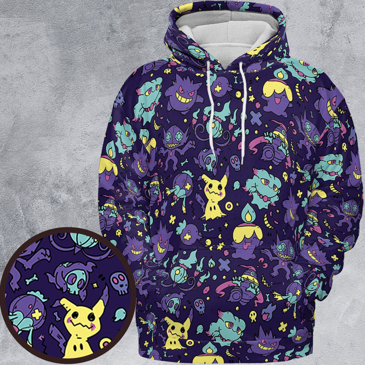 Gengar Ghost Pokemon Pattern All-over Print Hoodie