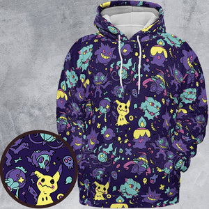 Gengar Ghost Pokemon Pattern All-over Print Hoodie