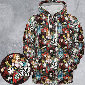 Tim Burton Characters Halloween All-over Print Hoodie