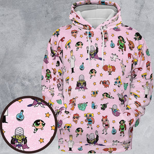 Power Puff Girls Characters Pattern All-over Print Hoodie