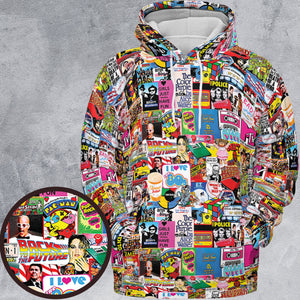 I heart 80s Collage Mr. T Back To the Future Pac-man All-over Print Hoodie