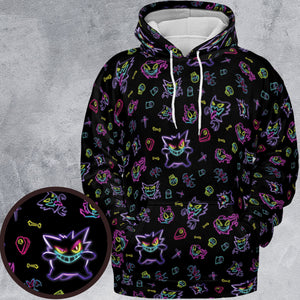 Neon Gastly Haunter Gengar Pokemon All-over Print Hoodie