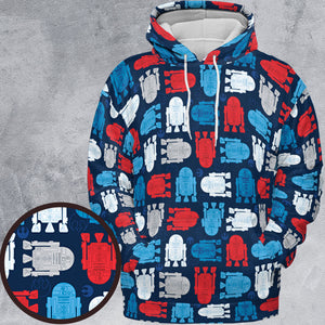 R2-D2 Star Wars 4th of July Pattern All-over Print Hoodie