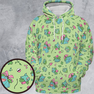 Venusaur Ivysaur and Bulbasaur Pokemon All-over Print Hoodie