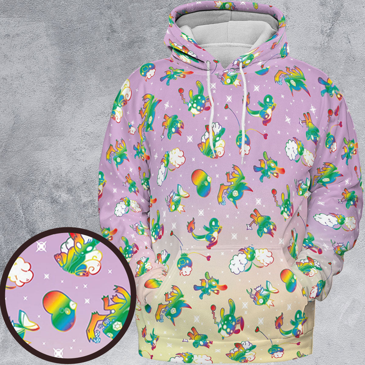 Rainbow Pokemon Pattern All-over Print Hoodie