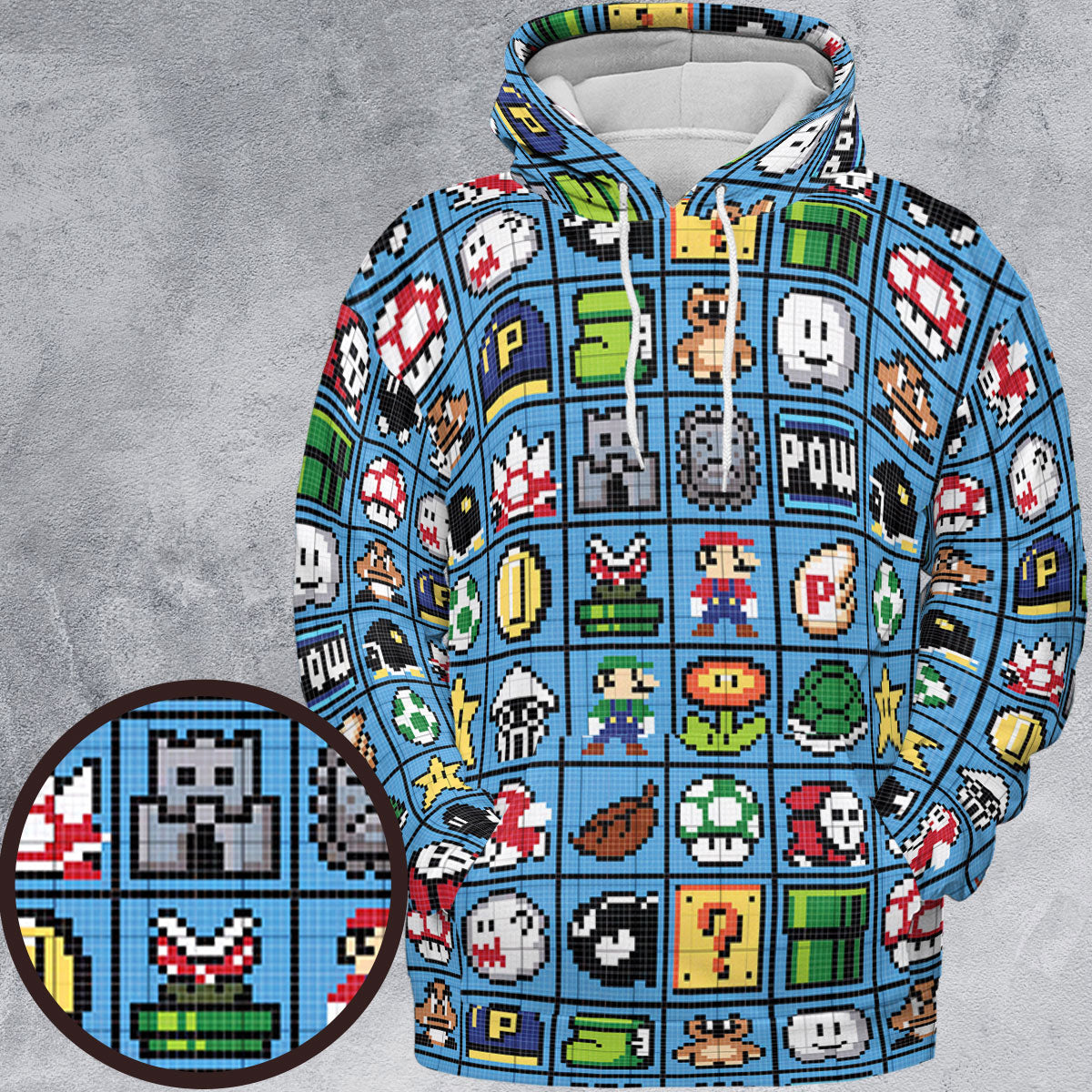 Mario Pixel Super Mario Pattern All-over Print Hoodie
