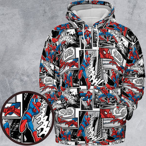 Spider Man Comic Pattern All-over Print Hoodie