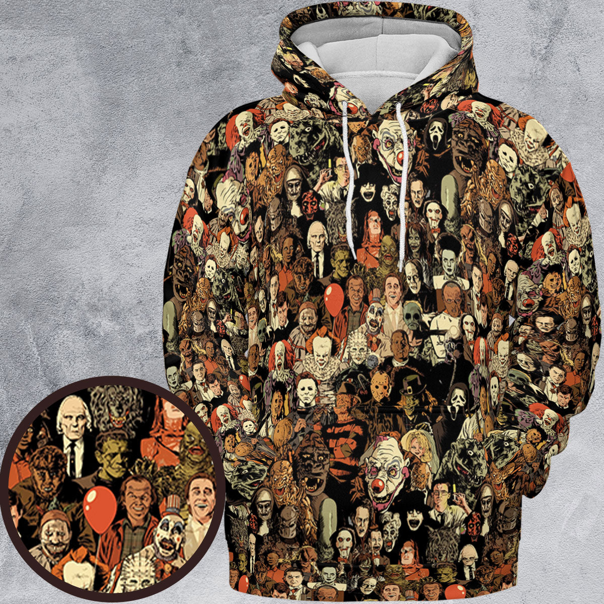 Horror Movie Characters Halloween Pattern All-over Print Hoodie
