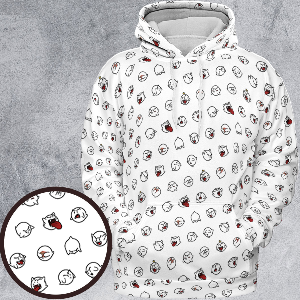 Super Mario Boo Pattern All-over Print Hoodie