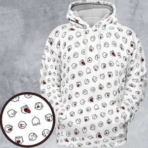 Super Mario Boo Pattern All-over Print Hoodie