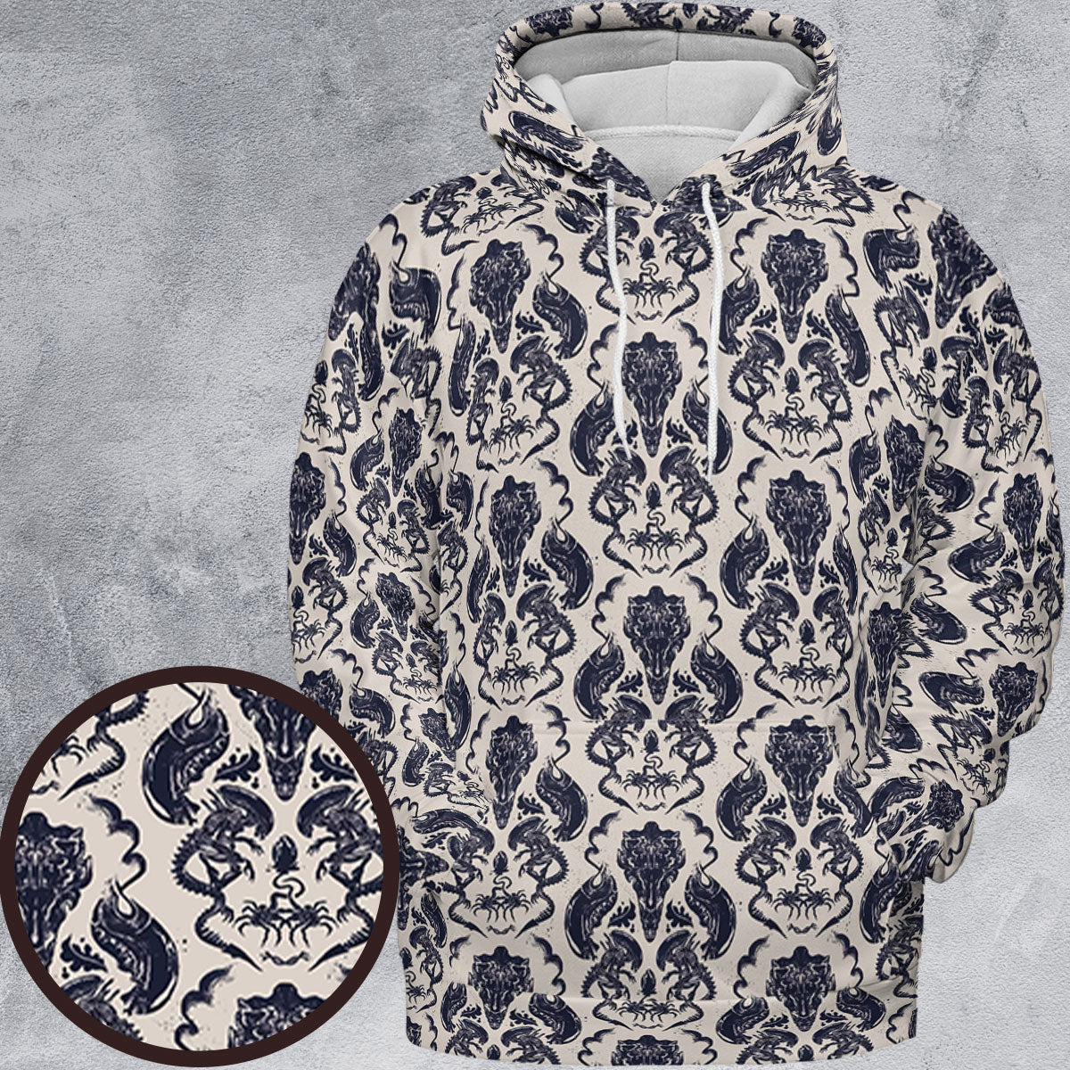 Alien Xenomorph Pattern All-over Print Hoodie