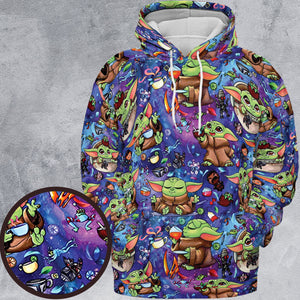 Baby Yoda In the Galaxy All-over Print Hoodie