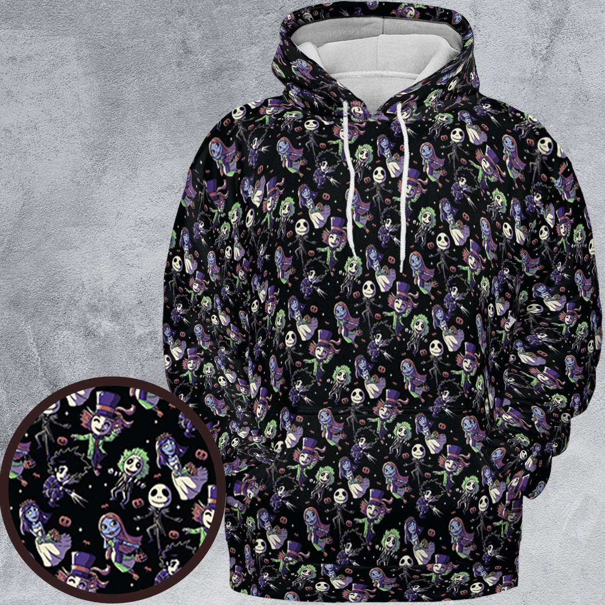 Buttons Characters Pattern All-over Print Hoodie