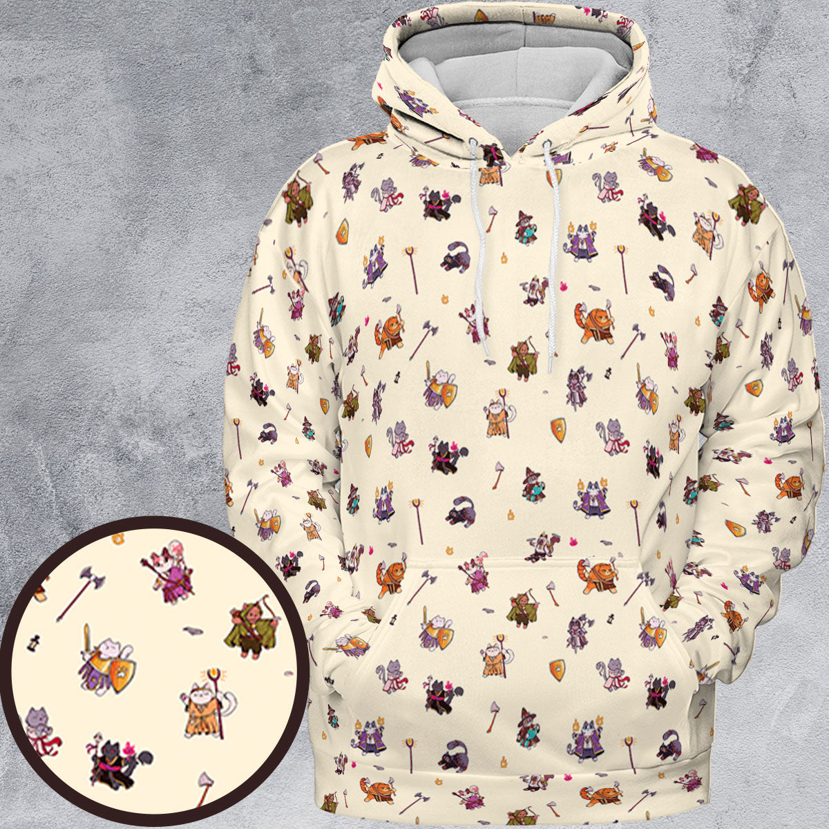 Cats In DnD Pattern All-over Print Hoodie