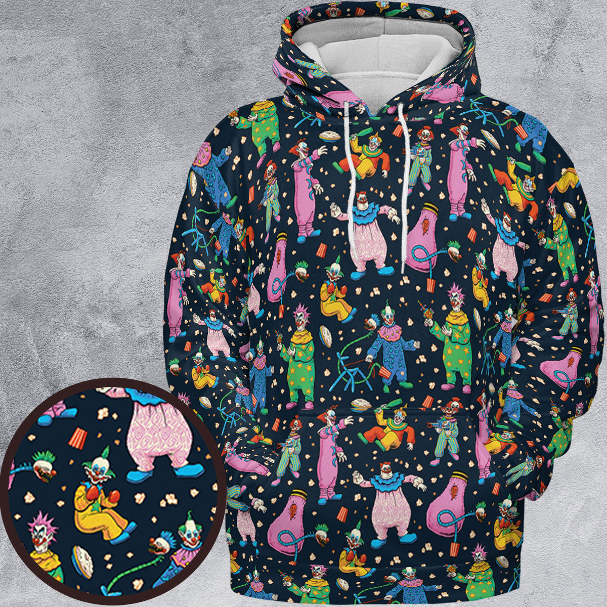 Clowns Popcorn Killer Klowns from Outer Space Pattern All-over Print Hoodie
