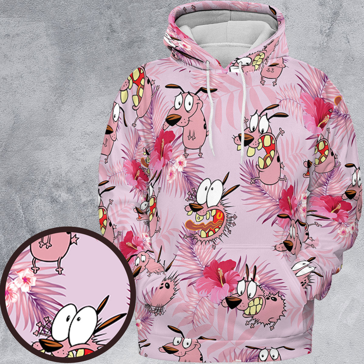 Courage the Cowardly Dog Floral Tropical All-over Print Hoodie