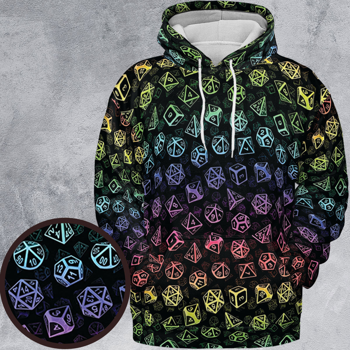 DnD Rainbow Dice Set Pattern All-over Print Hoodie