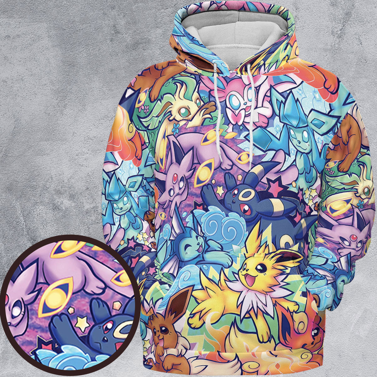 Evolutionary line of Eevee Pokemon All-over Print Hoodie