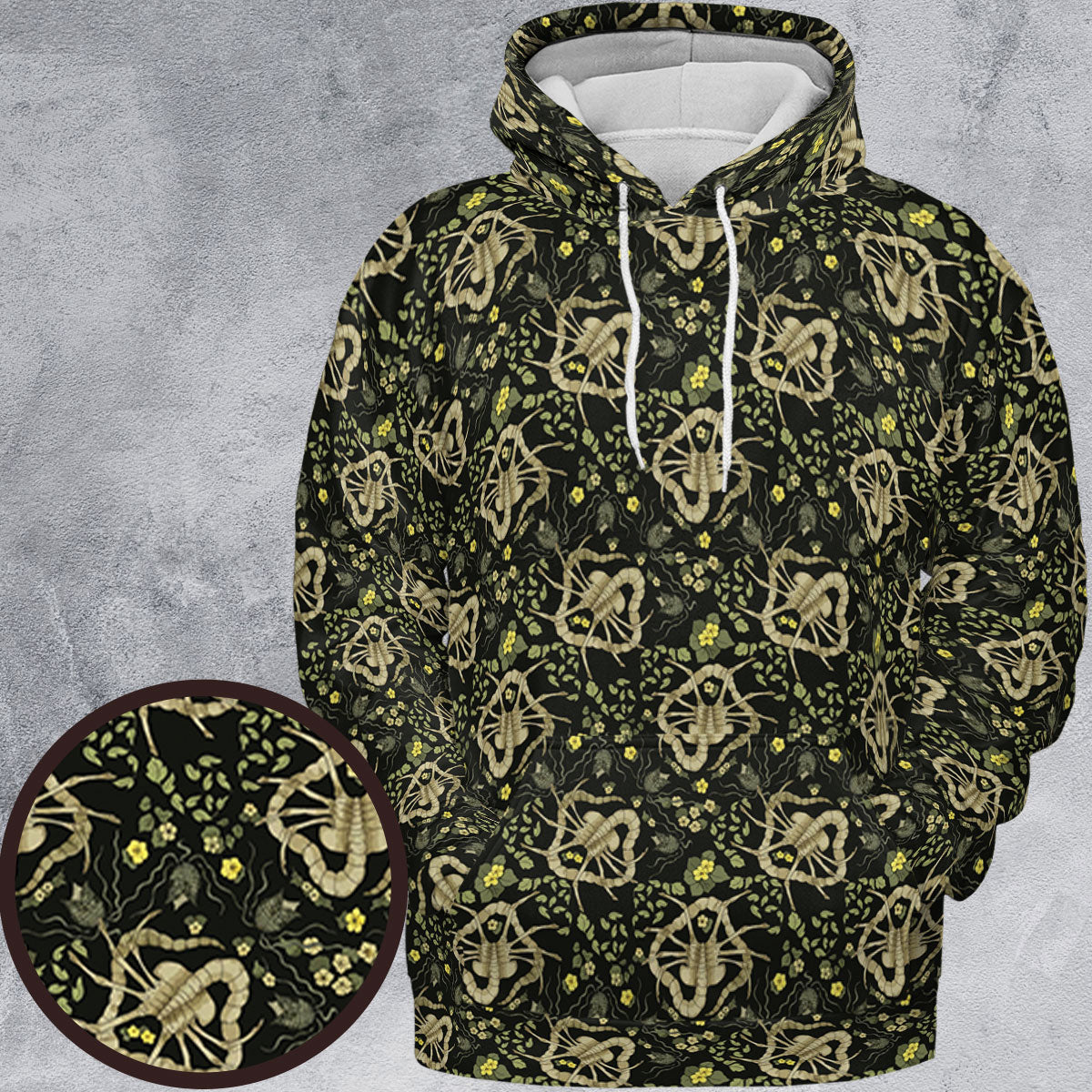 Facehugger Flower Pattern Alien All-over Print Hoodie