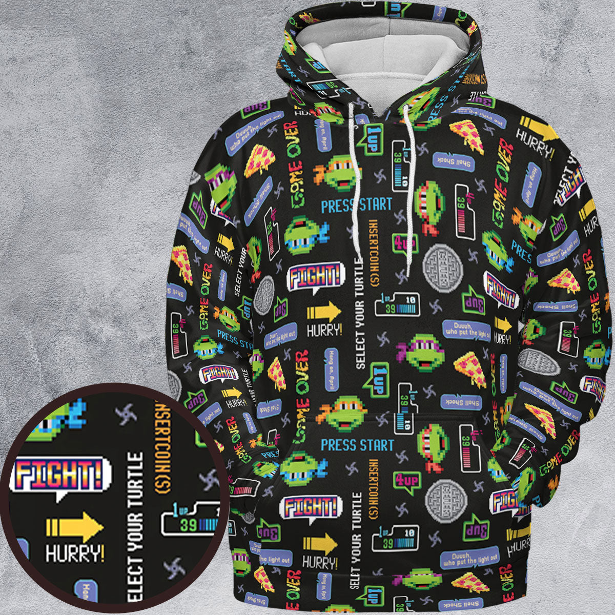 The TMNT Pixel Characters All-over Print Hoodie